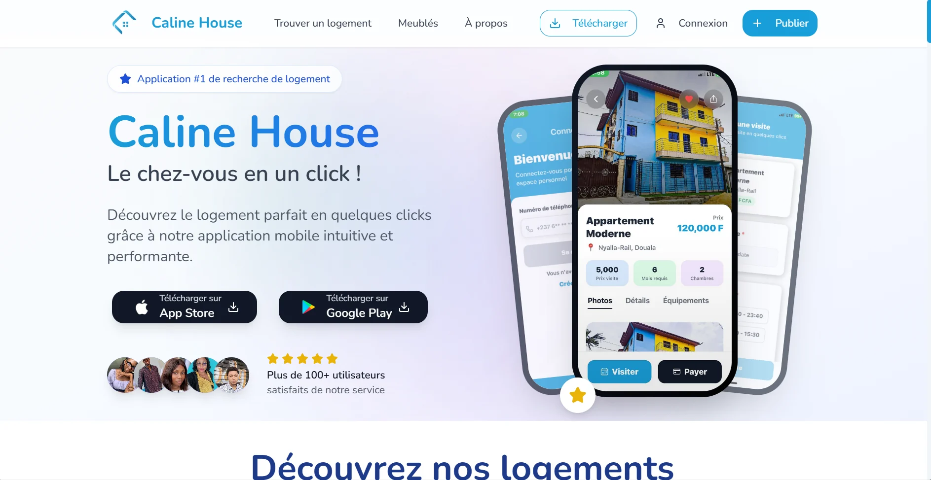 Page d'accueil de Caline House, livrée par Cortex